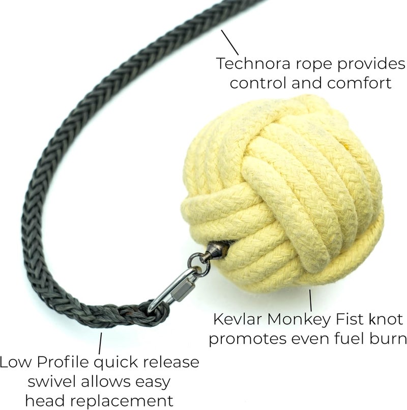 SPINTECH Fire Rope Dart - 4 Inch Monkey Fist Weave - 10 Foot Technora Roap Lead/Leash - Martial Arts, Meteor Hammer, Flow, Spinning, Circus, Dance Prop – for Festivals & Performances - Image 3